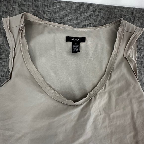 Alfani Layered Tiered Dress Size 2 Scoop Neck Sleeveless Fringe Edges Cotton, Sp - Picture 7 of 16